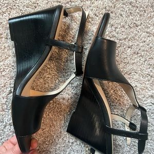 Cole Haan Black Womens Maddie Buckle Ankle Strap Wedge W13616 Sandals Size 7.5